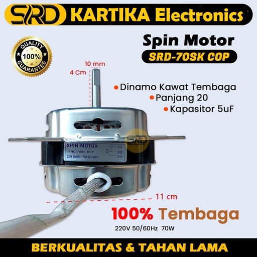 Dinamo motor pengering spin Mesin cuci Sanken Tembaga as10 10mm 70 Watt 70w SRD-70SK-COP